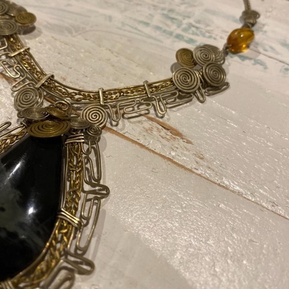 Handmade Peruvian Wire Wrapping w Stone - Picture 2 of 2